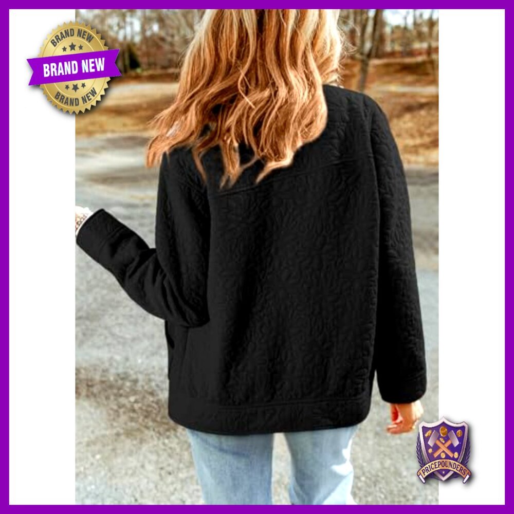 Jacquard Button Down Shacket Jacket Casual Long S… - image 2